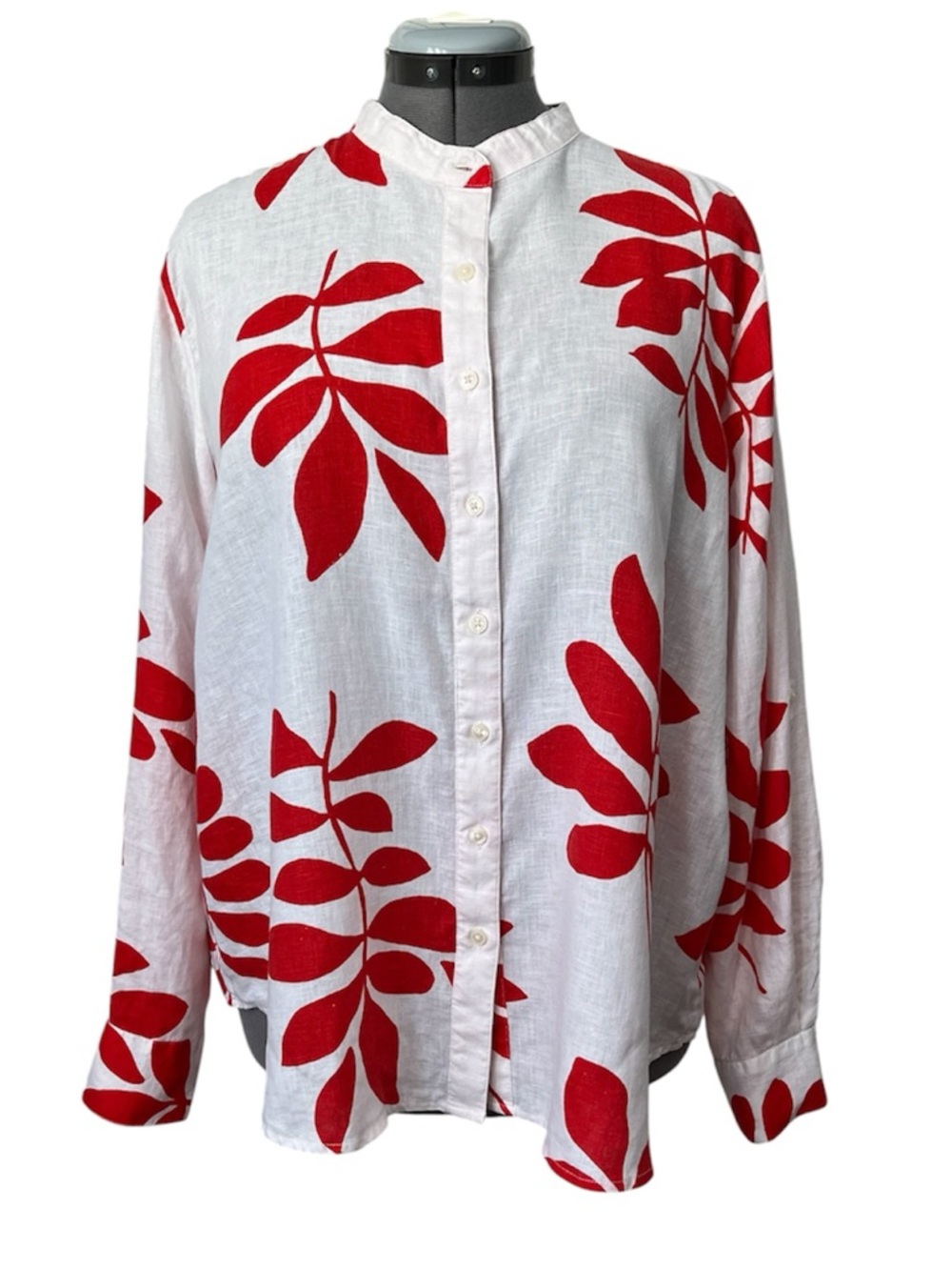 Ann Taylor linen tropical floral printed shirt XL